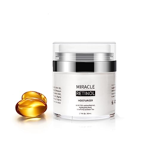 Retinol Face Cream with Hyaluronic Acid & Vitamin E - Reduce Wrinkles & Anti Aging for Day & Night Use - Brightening Smooth Facial Serum Moisturizer