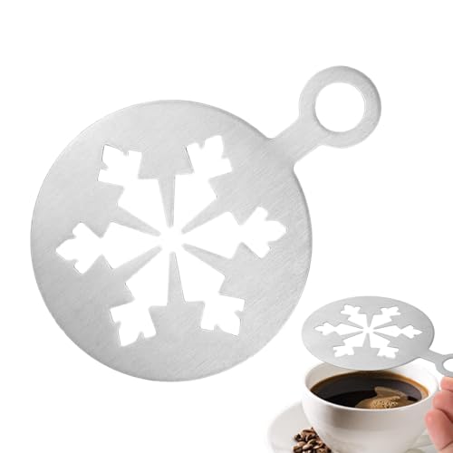 Cake Decorating Stencils - 11cm Stainless Steel Cappuccino Template, Reusable Coffee Art Tool, Snowflakes, Heart Design for Coffee Decoration - Image 9