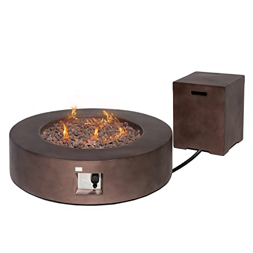 COSIEST 2-Piece Outdoor Propane Firepit Table Set w Tank Table, 40.5-inch Dark Fire Table (50,000 BTU) w 16 inches Tank Cozy Side Table 20lb for Garden,Pool,Backyard COSIEST 2-Piece Outdoor Propane Firepit Table Set w Tank Table, 40.5-inch Dark Fire Table (50,000 BTU) w 16 inches Tank Cozy Side Table 20lb for Garden,Pool,Backyard