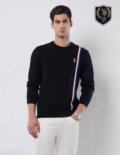 Image of U.S.Polo Association Men's Vertical Striped Patterned Knit Sweater