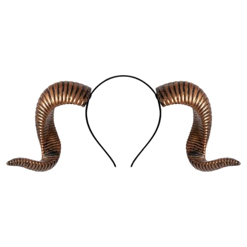 mdgfge Halloween Gothic Devil Demon Ram Horns Headband Sheep Goat Dragon Headpiece for Women Men Cosplay Masquerade Parties Supplies (Gold Large)