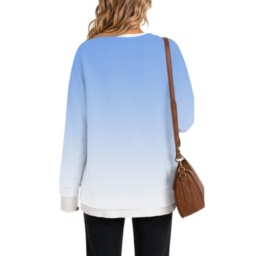 Womens Crewneck Sweatshirt Fake Two Piece Tie Dye Oversized Sweatshirt - image 2