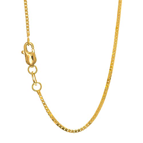 10K Solid Yellow Gold 1 Mm Box Chain Necklace, Lobster Claw Clasp - 18 Inches, 2.7Gr. #TOP6