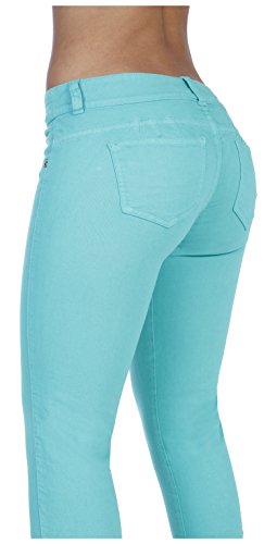 Curvify Women's Slimming Stretch Butt Lifting Skinny Jeans 600 (Aqua, 3, 600)