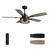 Ardozo 52 Inch Ceiling Fan with Light and Remote Control, Farmhouse Ceiling Fan with LED Lighting...