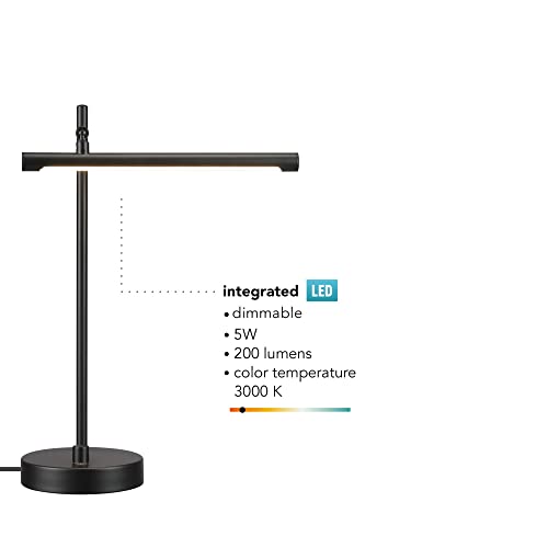 Globe Electric 62000004 15" 5 W Led Integrated Desk Lamp, Matte Black, Push Button Dimmer Rotary Switch, 200 Lumens, 3000K, Pivot Joint, Led Desk Light, Adjustable Lamp, Desk Lamp For Home Office #TOP5