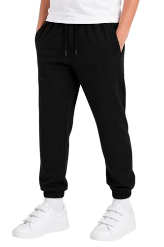 Image of ITRAT Kids Jogger Pants for Boys Girls Soft Fleece Sweatpants with Elastic Waist Comfortable Active Wear for School PE Trouser, Sports & Everyday Use (5 Years, 6 Years, Black)