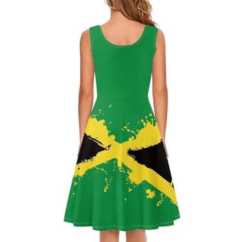 Image of Women's Casual Loose Sundress Midi Sleeveless Crewneck Dress Summer Beach Tank Dress with Pockets