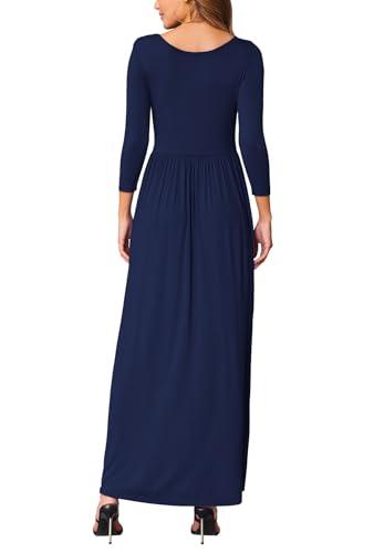 Image of EUOVMY Women's Long Sleeve Loose Maxi Dresses Casual Long Dresses with Pockets