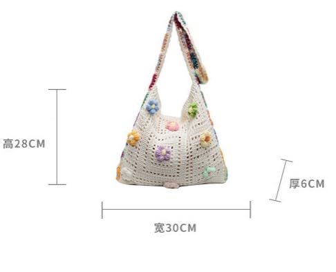 Bolsa Tote Tejida Hueca para Mujer Capacidad Grande miniatura 5