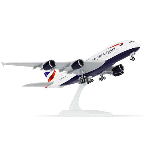 QIYUMOKE 1/240 A380 �u���e�B�b�V���E�G�A�E�F�C�Y���f���L�b�g�i�S��30cm�j�G�A�o�XA380 ���W������s�@�͌^ �f�B�X�v���C�X�^���h�t�� ��l�����q��M�t�g�E�W�������i