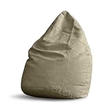 Lumaland Pouf Poire XL 120 L - Ligne Confort - Fauteuil Poire Adulte et Enfant pour Salon - 45 x 60 cm - Bean Bag Pouf Intérieur avec Coutures Solides - Beige