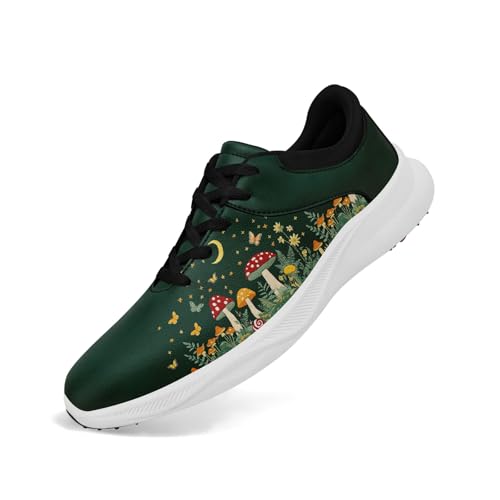 AWSOLE Women's Print Floral Golf Sneakers with Auto Vent Breathable Spikeless Air-Cushioned Fashion Walking Golf Shoes
