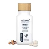 drTung's Herbal Toothpaste Tablets - Toothpaste Tabs for Dry Mouth Relief, Natural Tooth Powder Tablets for Fresh Breath, Fluoride Free, Travel Size, Vegan, Non-GMO - Mint-Free (100 Tabs)