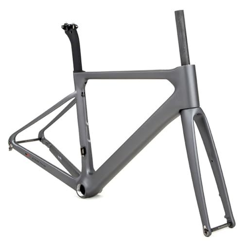 HIMALO 700c Road Bike Frameset Lightweight Carbon Hill Climb Bike Frame 43/46/48/51/54cm Disc Brake Frame Thru Axle 12 * 100/12 * 142mm Gray(48cm)