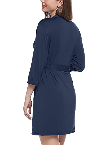 Image of Joyaria Women Bamboo Viscose Robe Super Soft Comfy Summer Cooling Short Lightweight Bathrobe with Pocket S-XXL