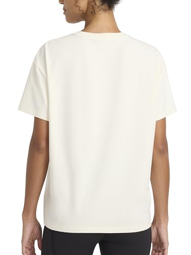Reebok Women’s Embroidery Hit All Short Sleeve Crewneck T-Shirt, Oversized Fit, Lightweight Stretch Cotton Fabric, Alabaster, Large - image 2