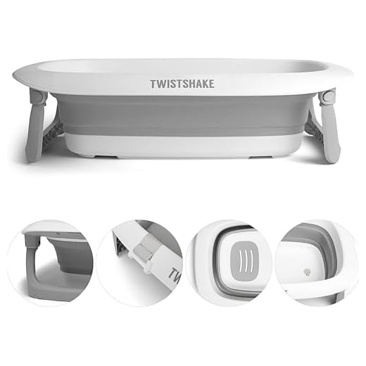 Twistshake Bañera Plegable de Bebé y Recién Nacido para Ducha, Baño Portátil para Niños, Antideslizante y Cómodo, 0 mes+, Capacidad: 30L, Gris/Blanco