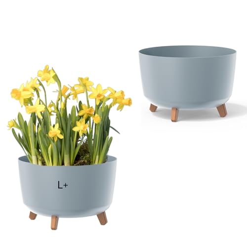 MELTOM Vaso da fiori con piedini, vaso per erbe, 39 cm x 27 cm (grigio)