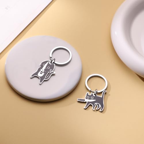 Yeedim Gifts Basket Cat Keychain for Dad Mom - Cool Funny Keychain for Teen Girls Boys Christmas Stuffers (2 Pcs Cat) — view 6