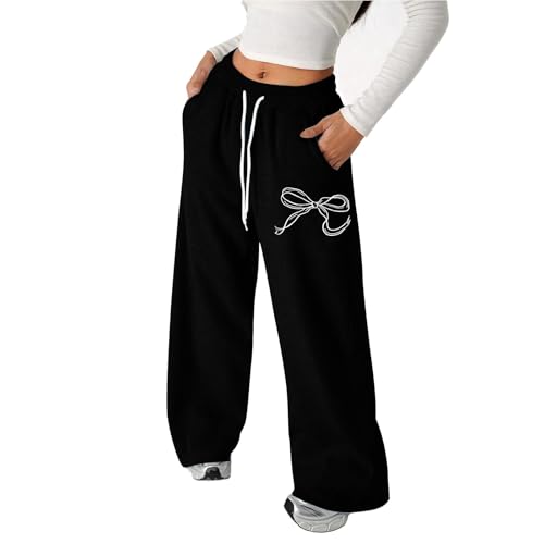 Girl's Bowknot Jogger Sweatpants Cute Preppy Back to School Clothes Athletic Running Trackpants with Pockets Sportswear 4-13Y