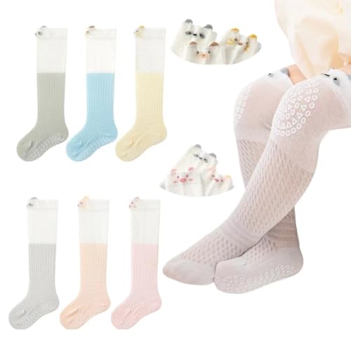 Baby Toddler Knee High Non-Skid Socks Girl Boy Mesh Thin Newborn Infant Floor Crawling Stockings 5/6 Packs