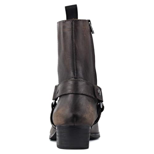 Men's Chelsea Combat Ankle Casual Walking Motorcycle Boots Bronze Zipper-up CD-JY017-USR3