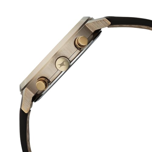 Image of Fastrack Chrome K Quartz Analog with Green Dial Brown Leather Strap Watch for Men - 3287QL02