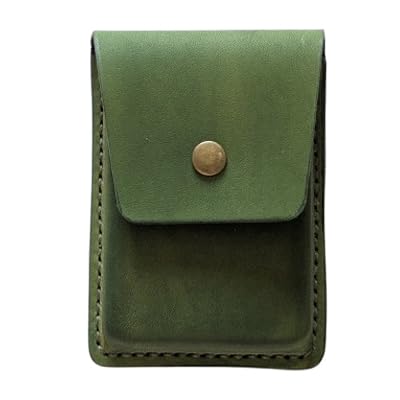 tahora Étui en cuir pour jeu de 32 cartes – Fait main – Cuir de vachette à tannage végétal – Couture point sellier – Fermeture bouton pression – Étui artisanal belote