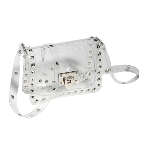 Sac à main transparent en PVC avec rivets et pochette téléphone pour femme