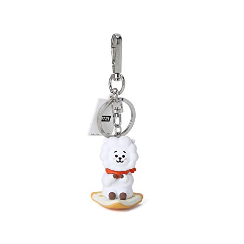 BT21 Bite Series RJ Character Cute Mini Figure Keychain Key Ring Bag Charm with Clip, White