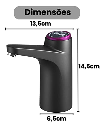 Bomba Para Galão De Água Elétrica Recarregável Usb Luxo VINWER - PRETO