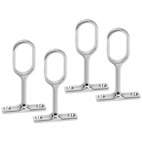 Oval Wardrobe Rail Brackets, 4 Pcs Zinc Alloy Hollow Closet Rod Support, Ceiling-Mounted Hanging Pole Holders, Wardrobe Rail Fittings for Clothes Rail Cabinet Wardrobe Curtain in Bedroom