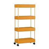 hudhowks carrello sottile a 4 livelli, carrello a torre scorrevole, organizer per snack con ruote, ripiani stretti per stanze affollate, bagno