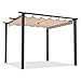 JXJMEI Gartenpavillon aus Metall, Pergola mit einziehbarem Dach, Gartenmarkisen mit Sonnenschutzdach für Garten-Rasenparty und Gartenmöbel-Set,Beige,3x3m