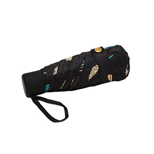 SAROAD Mini Paraguas De Bolsillo A Prueba De Viento Y Duradero 5 Paraguas Plegable Paraguas Portátil Con Manejar Plano Paraguas Uv Umbrella Negro