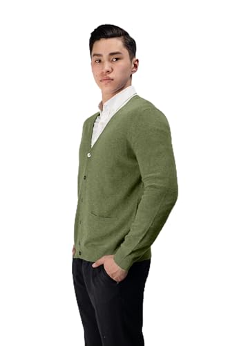 Original Mongolian Pure Cashmere 100%, Men's Cardigan, V-Neck Buttondown, Classic Fit, M-3XL