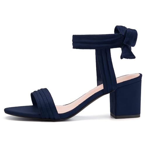 Image of Coutgo Womens Open Toe Ankle Tie Back Low Block Chunky Heels Sandals Party Dress Pumps Shoes