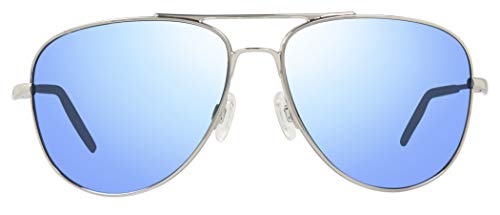 Revo Unisex RE 3087 Windspeed Aviator Polarized UV Protection Sunglasses, Polished Chrome Frame, Blue Water Lens
