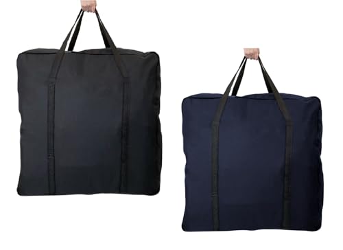 Kit 2 Bolsas Sacola Sacolão Viagem Grande Compra Sacoleiras (Preto/Azul)