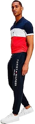 Tommy Hilfiger Hombre Pantalón de Chándal Tommy Logo Sweatpants Algodón, Azul (Desert Sky), L