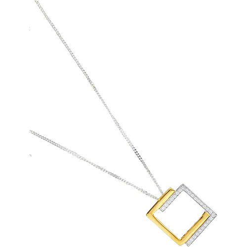 Pendentif argent 925 bicolore carré 1.60g pour collier fin 301638