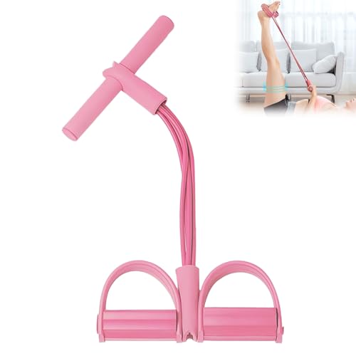 21 Fitness Resistance Bands 4 Tube Pedal Ankle Puller,Upgrade Stretch Bands for Exercise Sit Up Exercise Equipment,Body Shaping Training for Women Men (Pink)