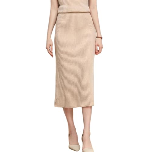 Women Woolen Skirts Slim Belt Office Long Midi Step Pencil Knitted Wool Skirt