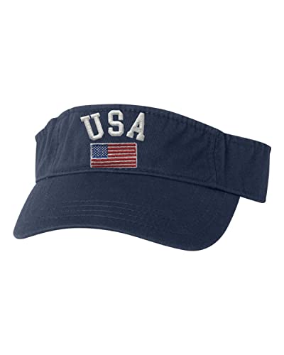 Go All Out Adjustable Navy Adult Usa National Pride Embroidered Visor Dad Hat #TOP18