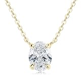 EONFUN 2ct Oval Moissanite Pendant Necklace, D Color VVS1 925 Sterling Silver Platinum Plated Dainty Pendant for Women Wife Mothers Day Jewelry Gifts (Gold)