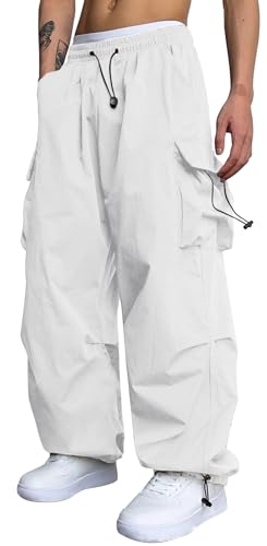 PADOLA Pantalon Baggy Homme Cargo Séchage Rapide Pantalons de Travail avec Multipoches Taille Haut Elastique Décontracté Pantalon Jogging Chino Large...
