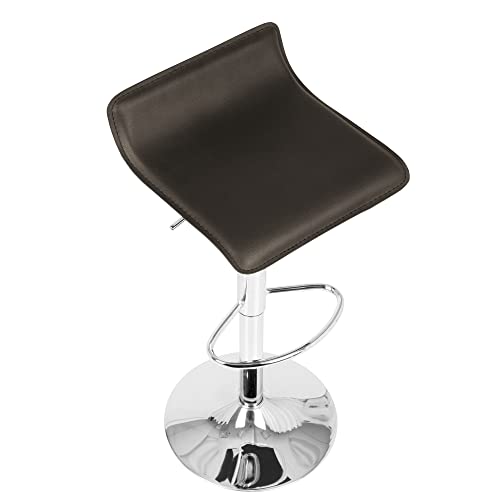 Lumisource Ale Contemporary Adjustable Barstool In Brown Pu Leather - Set Of 2 #TOP2