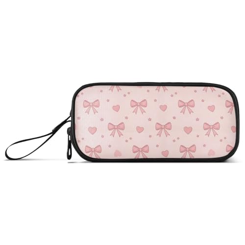 Image of J JOYSAY Bow Hearts Stars Pink Pencil Case Large Big Capacity Pencil Holder for Girls Boys Stationery Pouch Zipper for Teens Adults Student