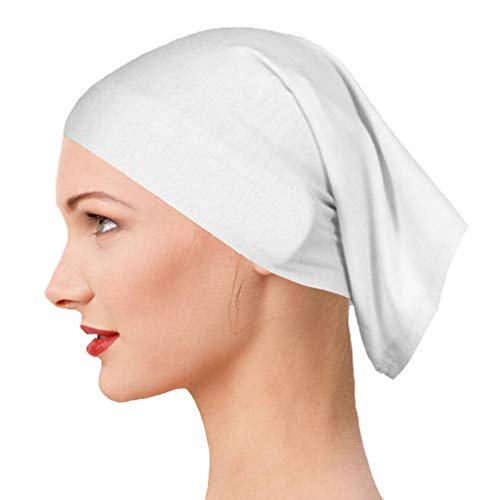 Yeieeo Women's Stretch Under Scarf Hijab Cap Solid Color Hijab Tube 1pc/2pcs/4pcs Under Caps for Hijabs, White, M